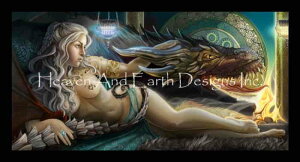 Echo Chernik クロスステッチ刺しゅうチャート HAED 図案 【Mother Of Dragons EC】 Heaven And Earth Designs ドラゴン 竜 龍 添い寝