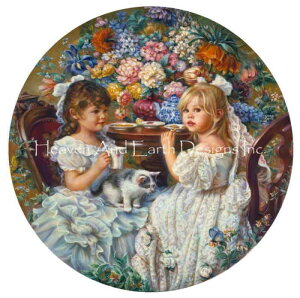 Sandra Kuck �N���X�X�e�b�` �h���イ �`���[�g HAED �}�� �y Mini Kitty Tea Party �z Heaven And Earth Designs �㋉�� �o�� �F�B ���� �c�� �e�B�[�p�[�e�B �g�� �q�L �˂� �l�R �T���h���N�b�N
