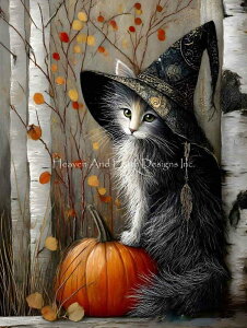 Katrina Bair クロスステッチ 図案 刺しゅう チャート Heaven And Earth Designs 【 Pumpkin Paws 】 輸入 上級者 秋 カボチャ 南瓜 かぼちゃ ハロウィーン ハロウィン ねこ 猫 ネコ