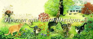 Lesley Anne Ivory �N���X�X�e�b�` �h���イ �`���[�g HAED �}�� �y All The Cats in The Garden �z Heaven And Earth Designs �˂� �l�R �L ���i