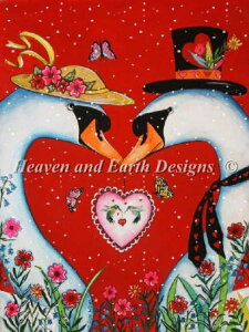 Heaven And Earth Designs (HAED) �N���X�X�e�b�`�h�J �}�� �A�� ����s�E��̒��̈� Love at First Flight With Snow �S�ʎh�� �㋉��