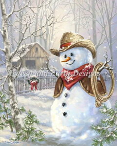 �����イ�N���X�X�e�b�`�}�� HAED �J�E�{�[�C�E�X�m�[�}�� Heaven And Earth Designs Dona Gelsinger �㋉�� Mini Cowboy Snowman �S�ʎh��