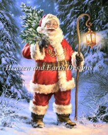 Dona Gelsinger クロスステッチ刺しゅうチャート HAED 図案 【Mini Santas Christmas Tree】 Heaven And Earth Designs 難しい クリスマス サンタ サンタクロース