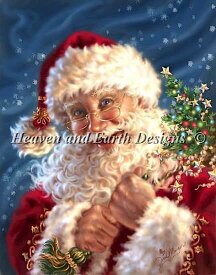 クロスステッチ刺繍 図案 輸入 Heaven And Earth Designs (HAED) サンタクロース Here Comes Santa Claus 全面刺し 上級者