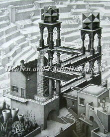 Maurits Cornelis Escher（マウリッツ・コルネリス・エッシャー） 名画 【Waterfall Escher-滝-】 美術 絵画 芸術作品 だまし絵 HAED クロスステッチ刺しゅう 図案 Heaven And Earth Designs 輸入 チャート