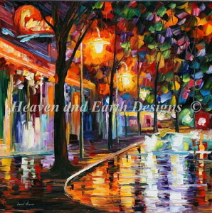 Leonid Afremov �N���X�X�e�b�`�h�J�`���[�g HAED �}�� �ySupersized Night Caf Max Colors�z Heaven And Earth Designs