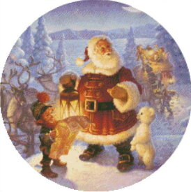 クロスステッチ刺繍 図案 Heaven And Earth Designs 輸入 HAED スコット・グスタフソン 北極のサンタクロース Ornament Santa Claus At The North Pole 上級者