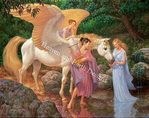 �N���X�X�e�b�`�h�J �}�� Heaven And Earth Designs HAED �X�R�b�g�E�O�X�^�t�\�� Pegasus and the Muses �S�ʎh�� �㋉��