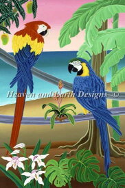 クロスステッチ刺繍 図案 HAED Heaven And Earth Designs 輸入 上級者 Raul Del Rio 赤と青のコンゴウインコ Red and Blue Macaws 全面刺し