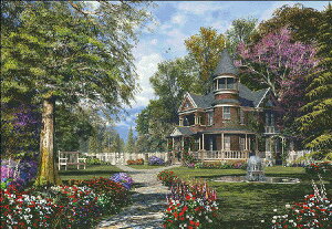 Dominic Davison クロスステッチ刺しゅうチャート HAED 図案 【Supersized Late Summer Garden Max Colors】 Heaven And Earth Designs 風景 カントリー 花 フラワー