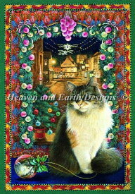 図案 クロスステッチ刺繍 Heaven And Earth Designs HAED 輸入 上級者 Lesley Ivory クリスマスデコレーションと猫 Agneatha With Her Christmas Decorations 全面刺し