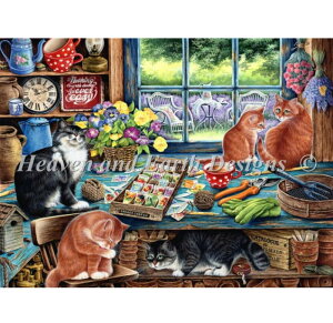 �}�� Heaven And Earth Designs �N���X�X�e�b�`�h�J HAED �A�� �㋉�� Irina Garmashova �[���̒��̔L Kitties Retreat �S�ʎh��