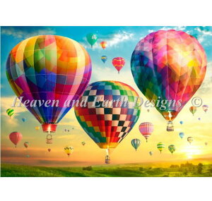 �N���X�X�e�b�`�h�J �}�� Heaven And Earth Designs HAED �㋉�� Lars Stewart �M�C���Ɠ��̏o Hot Air Balloon Sunrise Max Color �S�ʎh�� �n�C���x��