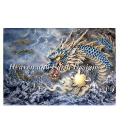 クロスステッチ刺繍 図案 Heaven And Earth Designs HAED 輸入 上級者 Kayomi Harai 青い龍 Supersized Blue Dragon 全面刺し ハイレベル