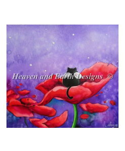 Heaven And Earth Designs �N���X�X�e�b�`�h�J�}�� HAED �㋉�� Annya Kai �|�s�[�̏�̏����ȓV�g Little Angel in Field of Poppies �S�ʎh��