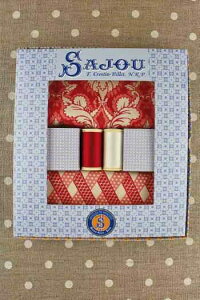 Maison Sajou�i�T�W���[�j �~�V����2�{�ƖȐ��n2��̃{�b�N�X�Z�b�g �yBOTE CADEAU TISSUS ET FILS DAMAS ROUGE�z �t�����X BTE_TIS_SAJ_FIL_02_04_A �y�\��z