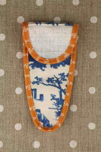 SAJOU ͂ [P[X yTUI POUR CISEAUX TAILLE L TOILE DE JOUY BLEUE BIAIS ORANGEz tX 3701098600567 y\z