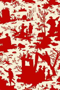 SajouiTW[j vgn 45x65cm ͂ yCOUPON TOILE DE JOUY OFFRANDE  L'AMOUR OMBRES CHINOISES ROUGEz Jbgς tX T_SAJ_C_050_075_PER_15B y\z