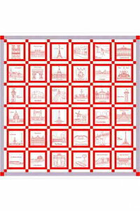 TW[iSAJOUj vgn 140 x 140cm yPLAID MONUMENTS DE PARIS PIQU? DE COTONz tX y\z