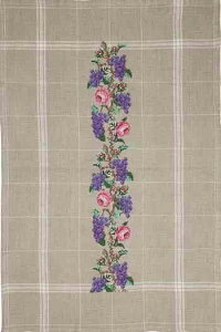 SAJOU サジュー クロスステッチ 刺しゅう キット 【 KIT TORCHON LIN ? BRODER ROSES ET VIGNES / トーション・フラワーシリーズ / 葡萄と薔薇 】 上級者 輸入 フランス KIT_PDC_TOR_LIN_FLE_09 【予約】