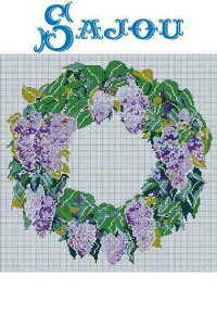 Maison Sajou�i�T�W���[�j �N���X�X�e�b�` �h���イ ��| �`���[�g �}�� �y ���C���b�N / Cross stitch chart Crown of lilac �z ��| �A�� �㋉�� GRI_PDC_FLE_12�y�\��z