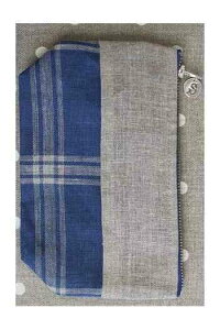 SAJOUiTW[j NXXeb`hJ y`FbNEt@Xi[|[`z TROUSSE LIN CARREAUX BLEU/NATUREL AVEC BANDE  BRODER i A SU_TROUSSE_BRO_01 y\z
