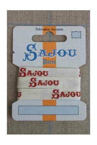 TW[(SAJOU) hイ{ 1m |p y11 MM COTTON RIBBON ECRU BASE RED SAJOU MOTIFz tX A RUB_COUT_011_36 y\z