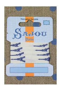 Maison SajouiTW[j hイ{ 1m |p y11 MM COTTON RIBBON ECRU BASE BLUE EIFFEL TOWER MOTIFz tX A RUB_COUT_011_06 y\z