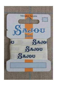 TW[iSAJOUj イ|{ 1m m y11 MM COTTON RIBBON ECRU BASE - BLUE SAJOU MOTIFz tX A RUB_COUT_011_37 y\z