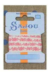 SajouiTW[j hイ{ 1m m |p y11 MM COTTON RIBBON ECRU BASE PINK FLORAL MOTIFz tX A RUB_COUT_011_11 y\z