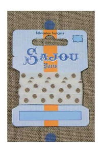 TW[iSAJOUj hイ|{ 1m m y11 MM COTTON RIBBON ECRU BASE BEIGE POLKA DOT MOTIFz tX A RUB_COUT_011_13 y\z