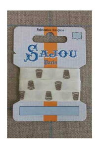 TW[iSAJOUj hJ{ 1m | m y11 MM COTTON RIBBON ECRU BASE BEIGE THIMBLES MOTIFz tX A RUB_COUT_011_35 y\z