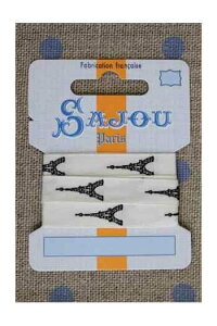 TW[(SAJOU) イ|{ 1m m y11 MM COTTON RIBBON BLACK EIFFEL TOWER MOTIFz tX A RUB_COUT_011_25 y\z