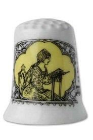 サジュー 白磁器 指貫 シンブル 【D&#201; DE COLLECTION PORCELAINE BLANCHE BRODEUSE SAJOU JAUNE】 手芸 フランス MER_DE_REIMS_JAUNE 【予約】