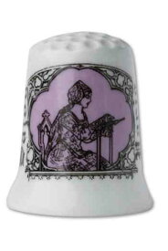 サジュー 白磁器 指ぬき シンブル 【D&#201; DE COLLECTION PORCELAINE BLANCHE BRODEUSE MAUVE】 手芸 パッチワーク キルティング フランス MER_DE_REIMS_MAUVE 【予約】