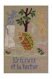 サジュー(sajou) クロスステッチ手芸ししゅうチャート 図案 【FABLE JEAN DE LA FONTAINE LE LIVRE ET LA TORTUE/ウサギとカメ】 フランス GRI_PDC_SAJ_LAF_18 【予約】