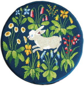 フレメ クロスステッチ刺繍キット ウサギのラウンドクッション/ウール 輸入 デンマーク 北欧 上級者 20-6834