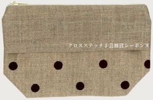 NXXeb`hJ|[` A {k[f_ Le Bonheur des Dames hイ Trousse en lin avec impression pois noirs tX TLP11