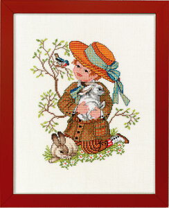 クロスステッチ 刺繍 キット EVA ROSENSTAND ウサギと少年 Rabbit and boy デンマーク 北欧 刺しゅう リネン 上級者 14-275