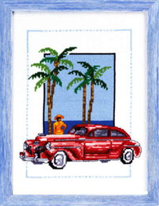 PERMIN キューバの車 Cuba car, red クロスステッチ 刺繍 キット デンマーク ペルミン 92-8127 【DM便対応】