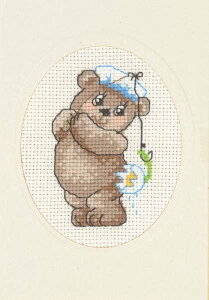 PERMIN 釣りをするクマ fishing Teddy Bear クロスステッチ 刺繍 キット デンマーク ペルミン 17-5174 【DM便対応】