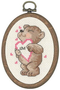 PERMIN ハートとクマ Hjertebamse クロスステッチ 刺繍 キット デンマーク ペルミン 13-5152 【DM便対応】