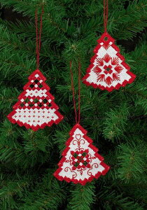 PERMIN n[_K[NX}Xc[Ebh Hardanger Christmas tree red i3pckj hJ Lbg f}[N k hイ y~ 01-5625 yDM֑Ήz