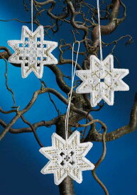 PERMIN ハーダンガー クリスマススター Christmas stars（3pck） 刺繍 キット デンマーク 北欧 刺しゅう ペルミン 01-3647