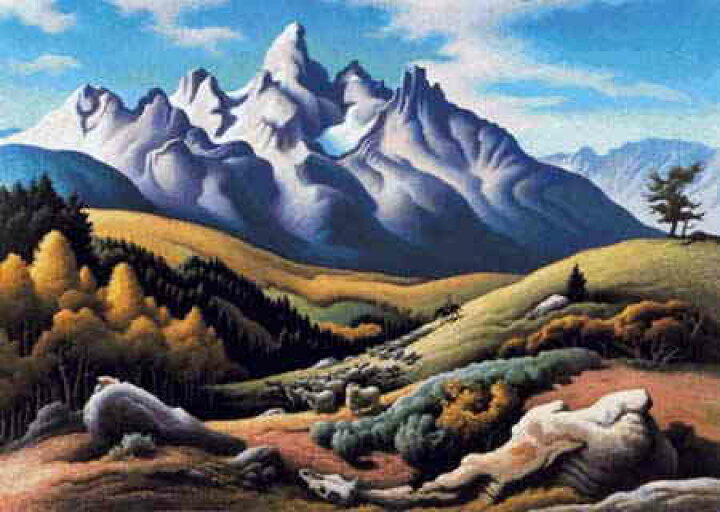 楽天市場 Thomas Hart Benton トーマス ハート ベントン 美術 芸術 絵画 芸術作品 クロスステッチ刺しゅうチャート 図案 The Sheepherder Scarlet Quince 風景 山 山脈 上級者 海外 輸入 クロスステッチ手芸雑貨シーボンヌ
