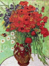 Vincent Van Gogh（フィンセント・ファン・ゴッホ） 名画 巨匠 ポスト印象派 画家 美術 芸術 絵画 芸術作品 クロスステッチ刺繍チャート 図案 【Vase with Red Poppies and Daisies-赤いヒナゲシのある花瓶-】 Scarlet Quince 静物画 花 フラワー 上級者 海外 輸入