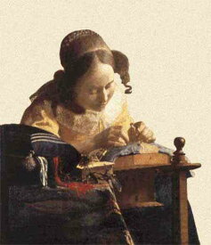 Johannes Vermeer（ヨハネス・フェルメール） ルーヴル美術館 バロック期 巨匠 名画 画家 美術 芸術 絵画 芸術作品 クロスステッチ刺繍チャート 図案 【The Lacemaker (without background) -レースを編む女-】 Scarlet Quince 上級者 海外 輸入