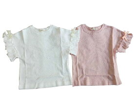 【SALE】【2023SS/Lycee mine/リセマイン/キッズ/ジュニア/子供服】袖フリル リボントップス(100-140cm)