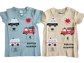 【新作　2024'春夏】【CHEEK ROOM /ベビールーム】はたらく車 Tシャツ (80-110cm)