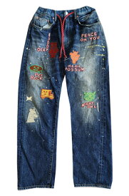 【新作】【2024'SS 】【DENIM DUNGAREE】12ozHOME MADEデニム ラクガキ イージー PN (02/ブルー)